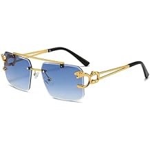 LVTFCO Vintage Rimless Sunglasses Women Luxury Frameless Sun Glasses for Men Leopard Eyewear