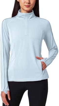 Mondetta Womens Hiking Athletic Workout Tops - Lightweight Quarter-Zip Pullover