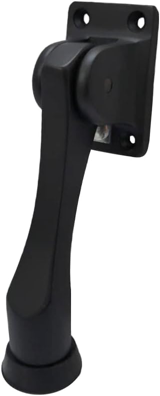 QCAA Solid Brass Drop Down Door Stop, 4", Matte Black, 1 Pack