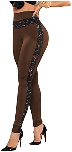 Black Lace Leggings Women Stretch Workout High Waisted Soft Casual Yoga Pants Dressy Sexy Tummy Control Mesh Leggings