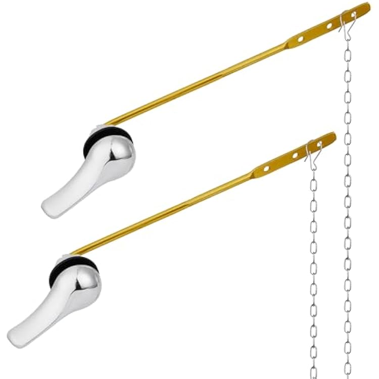 Front Mount Toilet Handle Replacement Kit, 2 Pack Toilet Lever Flush Handle, Aluminum Alloy Arm, Chrome, Silver