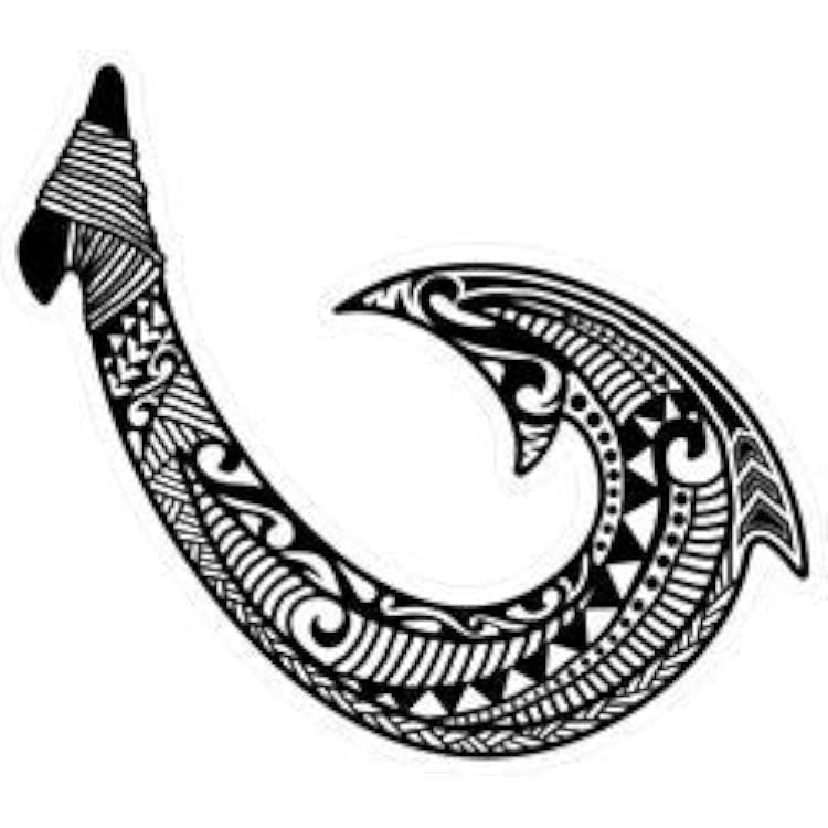 Tribal Hawaiian Fish Hook - Pack of 4 - StickerVinyl Waterproof Sticker Decal Car Laptop Wall Window Bumper Sticker