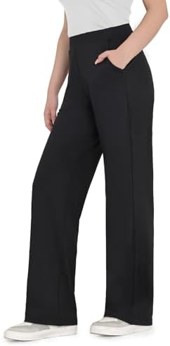 Bamans Dress Pants Women High Waisted Work Business Office Trousers Pull On Flare Yoga Slacks with Pockets