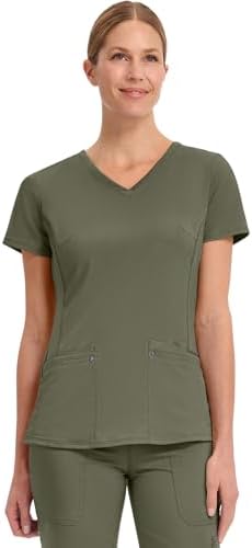 Healing Hands Women's Scrub Top V-Neck with 2 Pockets, 2-Way Stretch, and Yoga Knit Side Panels for Slim Fit- 2245