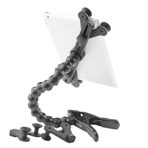 ModularHose Tablet Holder with Heavy Duty Spring Clamp Opens to 2, Compatible with Tablets and Cases up to 14.25 iPad, iPad Air, iPad Pro 11, Samsung Tab, Microsoft Surface, 14 Arm