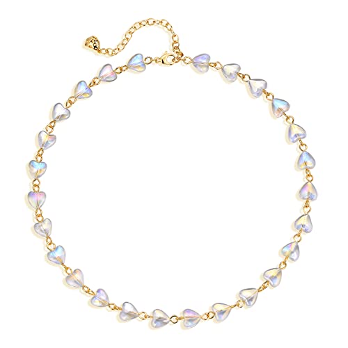 VACRONA Gold Dainty Beaded Choker Necklace 18K Gold Plated Evil Eye Choker Necklace Delicate Long Gold Chain Necklaces Jewelry Gift for Women