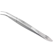 Stainless Steel General Purpose Lab Twezers Forceps with Curved Point Tips (4.5 in.)