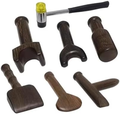 Chiropractic Adjustment Tools Set - Hammer and Chisel, Wooden Deep Tissue Therapy Tools, Pack of 7 for Tok Sen Techniques and Home Essentials