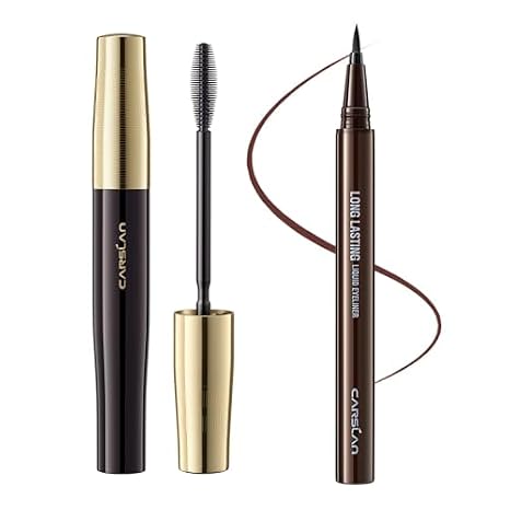 CARSLAN Light-Lengthening Mascara Bundle with Brown Eyeliner Liquid Liner