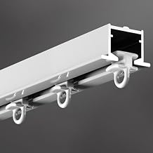 Curtain Track Recessed Aluminum Alloy Curtain Single Tracks, 3.2ft-26.2ft Long Curtain Box Rail, Quietly Metal Curtain Bracket Rods for Living Room Ceiling(White,2.2m(7.2ft))