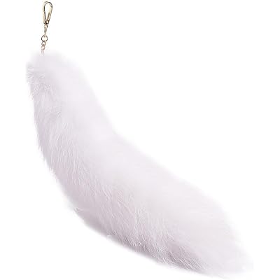 MAELSTROM Therian Tail Fluffy Fox Tail Real Fur Keychain Therian Costume 15.7IN Fox Cat Therian Tail Keychain for Handbag