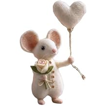 Needle Felted Mouse,Valentine's Day Felt Mouse Ornaments,Charming Handmade Valentine Felt Mice Figurines, Wool Valentines Ornaments Tiered Tray Tabletop Decor, for Festive Home Car Decor (Color8)