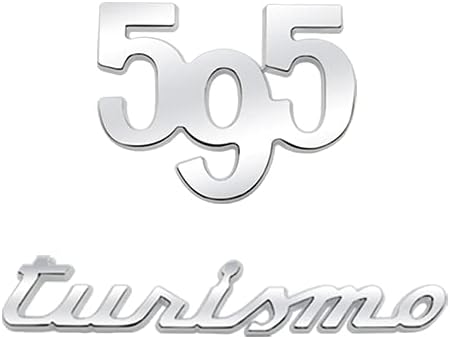 3D Metal 595 Emblem Badge Rear Trunk Decoration Stickers for Abarth 500 595 695 Competizione Turismo Car Styling (595/Turismo Chrome Silver)
