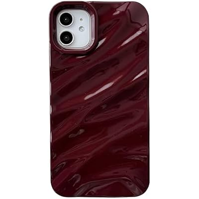 Caseative for iPhone 11 Case,Water Ripple Pattern Curly Wave Shape Soft Phone Case Wine Red