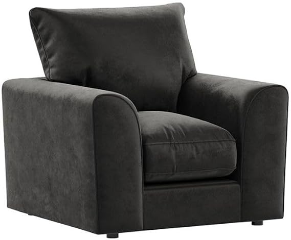 3 plus 2 Seater Settee Sets - 4 Seater Plush Velvet Corner Sofa - Sectional Left & Right Hand Couches - Modular Black Dual Arm Sofas - L Shape Scatter Back Couch for Living Room (Arm Chair)