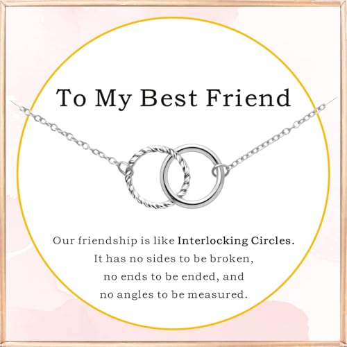 Best Friend Necklace, Friendship Gifts for Women, Friendship Necklace, Minimalist Interlocking Circles Necklaces, Meaningful BestFriend Jewelry,Birthday Gifts for Best Friend Woman Bestie Soul Sister