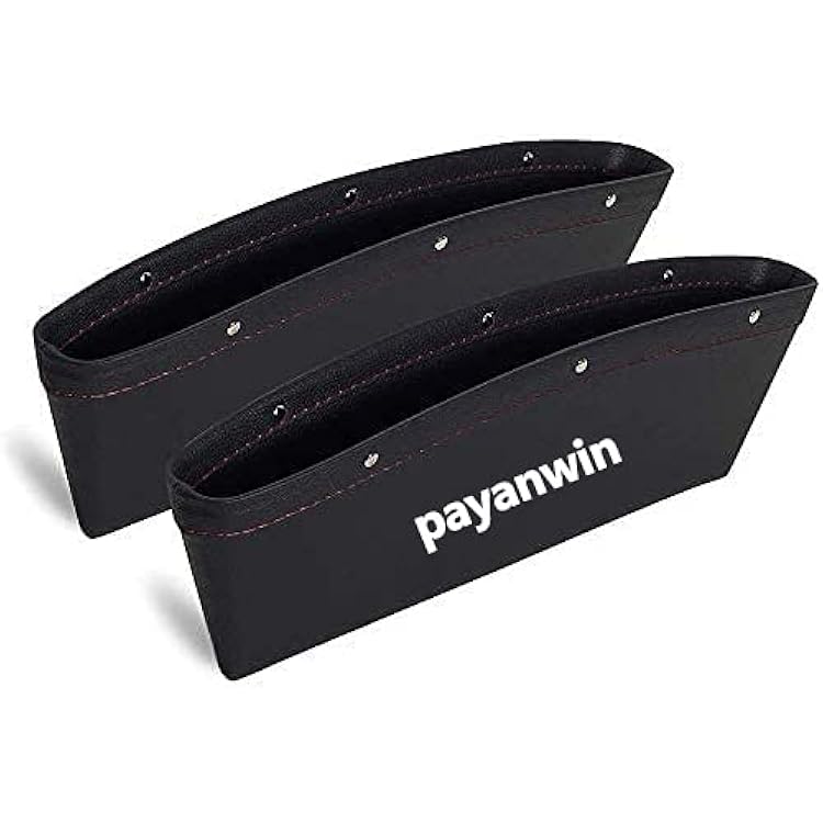 Car Gap Filler, 2 Pack Leather Car Seat Organizer Gap Pocket Car Seat Storage Box for Holding Phone, Sunglasses, Keys Black and Red