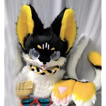 Fursuit Set Long haired Beast (Head+Claw+Tail+Shoes) Dog Fox Mascot Party Animal Fur Role Play Gift 57#