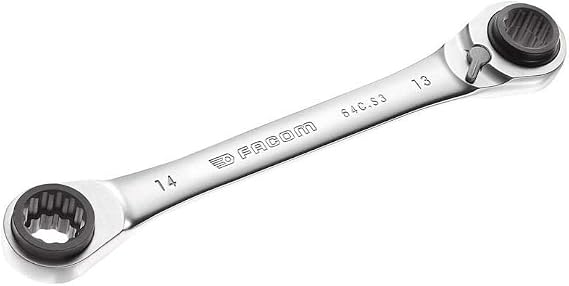 Facom 64C.S3 Ratchet Wrench Straight Multi-Opening Metric 12 x 14 mm 13 x 15 mm