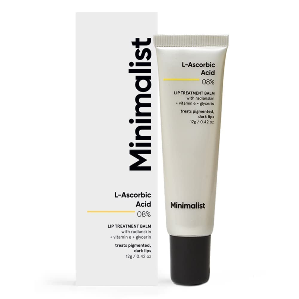 KRISTINA Minimalist 8% L-Ascorbic Acid Lip Treatment Balm with Vitamin E, Radianskin & Glycerine for Pigmented & Dark Lips | 12 gm