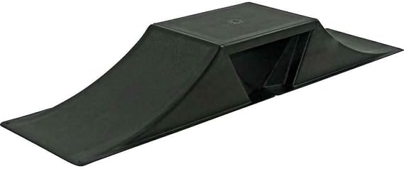 The Magic Toy Shop Small Dual Sided Skate Ramp - Black, Anti Slip, Grit Surface, Snap-Together, Portable Outdoor Sports Accessory - For Kids Bikes, Skateboards, Roller Skates, BMX, MTB, RC Car