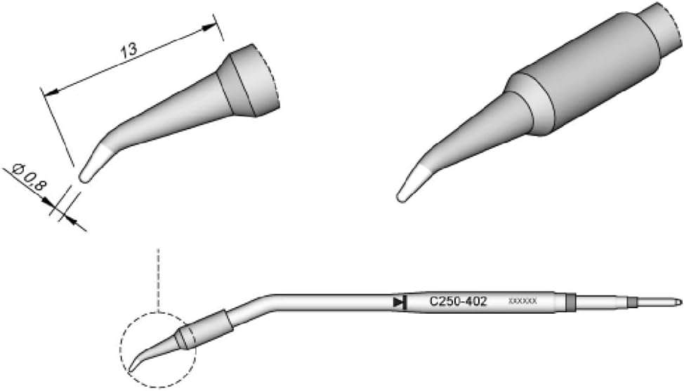 JBC C250402 - Conical Bent, 0.8 mm, For AL250 & AP250