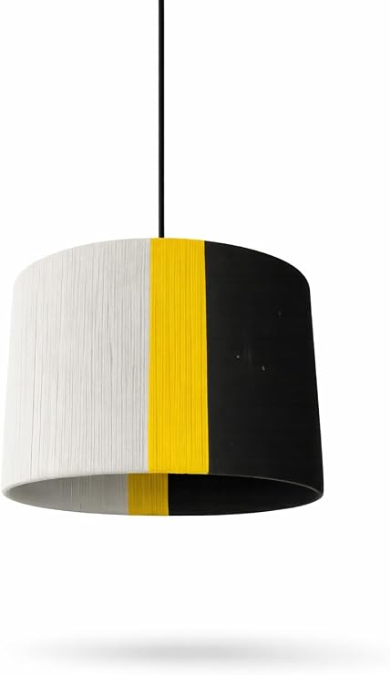 Modern Sarkıt Avize – 3 Renkli (Beyaz/Sarı/Siyah) Kumaş Abajur | Minimal Tavan Aydınlatma | Salon, Yemek Odası, Yatak Odası İçin Şık Pendant Lamp [Enerji Sınıfı A]