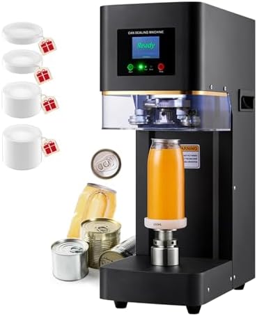 Fully Automatic Can Sealer Machine - 320W Commercial Cup Sealing Machine with Counter & LCD Display for Glass Plastic Tin Cans