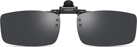 CAXMAN Polarized Clip-on Flip Up Metal Clip Rimless Sunglasses for Prescription Glasses
