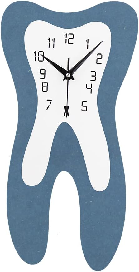 Timelike Modern Tooth Wall Clock - Silent Non-Ticking Medical Tooth Dentist Dental Clinic Wall Art Clocks Wall Decor Hang - for Bedroom/Living Room (Blue)