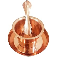 Copper Panch Patra with Achmani Pali and Copper Plate Small Size