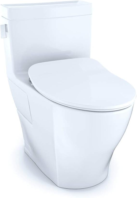 TOTO Legato One-Piece Elongated 1.28 GPF Toilet with CEFIONTECT and SoftClose Seat, WASHLET+ Ready, Cotton White - MS624234CEFG#01