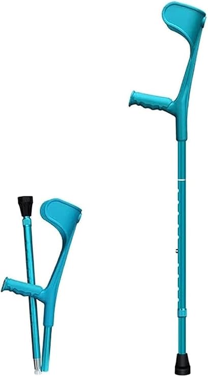 Walking Crutch Adult Forearm Crutch Foldable Aluminum Cane 10 Height Adjustable Medical Cane for Men and Women Crutch(Blue,1pcs)