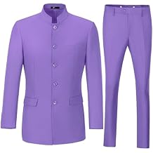 Men's Suits Stand Mandarin Collar Suit 2 Piece Mens Slim Fit Chinese Tunic Suits Solid Jacket Pant Set