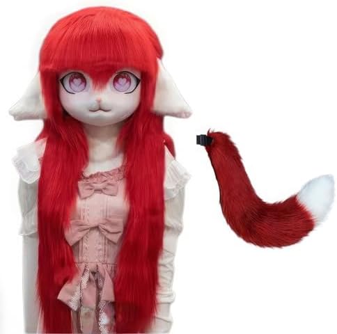 Anime Style Hood, Furry Animal Mask,Wearable Hood Party, Lolita Cosplay Costume,With Tail