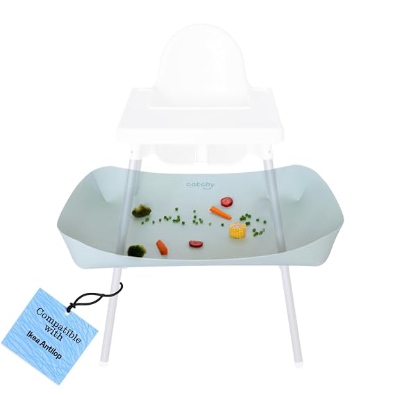 CATCHY -Food Catcher-Compatible with IKEA Antilop High Chair + 12 Other High Chairs- Highchair Sold Separately -Baby & Toddler Food & Mess Catcher-Premium Linen Inspired - Under High Chair Accessory