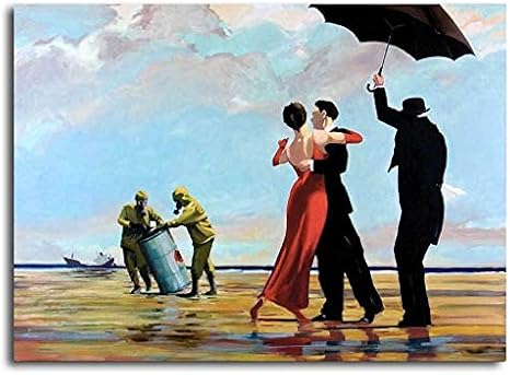 BANKSY Singing in the Rain ** CANVAS ART " Graffiti Art - Paintings Landscape Oil Painting Original Drawing Poster Photo Wall (14x18inch NO Framed)
