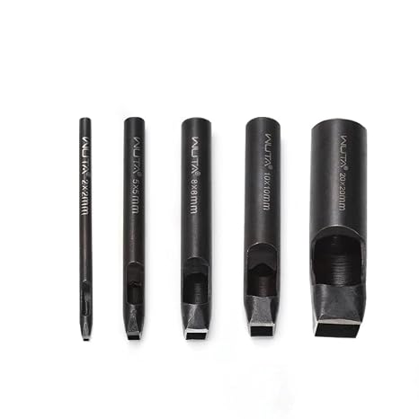 WUTA Square Leather Hole Punch,5PCS Steel Hollow Punch Tool Set for Belt,Watch Band,Leather Crafting(2mm+5mm+8mm+12mm+20mm )