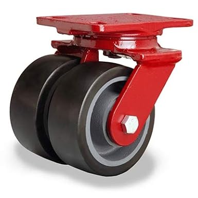 Hamilton Heavy Service Dual-Wheel Swivel Caster Part# S-HS2-5DB70 5" x 2" Duralast Polyurethane (70D) on Cast Iron Wheels with 1/2" Sealed Precision Ball Bearings - 2,100 lbs Capacity - USA Made