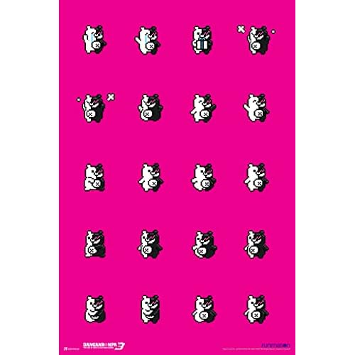 Danganronpa Monokuma Pixel Art Video Game Gamer Gaming Danganronpa Manga Anime Posters Danganronpa Merch Dangan Ronpa Anime Room Decor Merchandise Trilogy Cool Wall Art Print Poster 12x18
