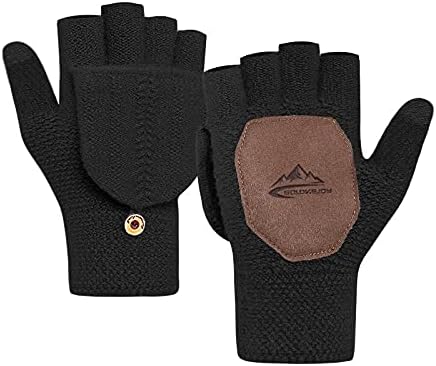 Fingerless Gloves Men Winter Men Gloves Winter Touchscreen Pop-Top Mittens Men & Women Unisex