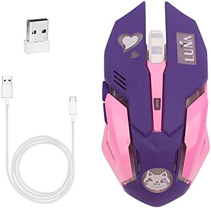Gaming Mouse,7 Colors Backlit Optical Game Mice Ergonomic USB Wired with 2400 DPI and 6 Buttons 4 Shooting with Nano Receiver for Computer/Win/Mac/Linux/Andriod/iOS,Purple.