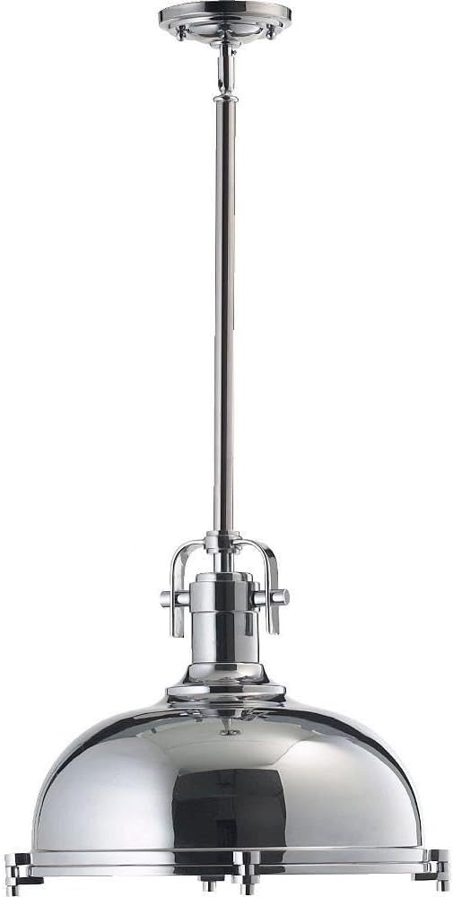 Quorum 804-17-14 Transitional One Light Pendant from Pendants Chrome Collection in Chrome Finish,