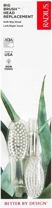 RADIUS Toothbrush Replaceable Brush Heads 2-Count Improve Gum Health & Reduce Gum Issues - Soft Big Head - Pack of 1
