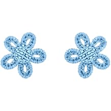 Small Woven Raffia Flower Earrings