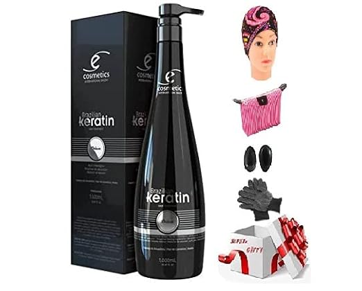 Ecosmetics Deluxe Brazilian Keratin Treatment: Organic Semi-Definite 1L Progressive Straightening & Smoothing System | Volume Reducer | Free Gifts Worth $50