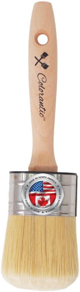 Colorantic | Wax and Chalk Round Oval Brush | Beeswax and Stencil Brushes for Acrylic Paints DIY (55mm Oval Chalk Based Paint Brush)