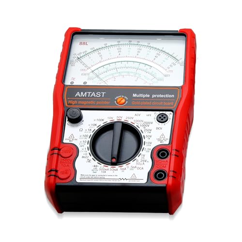 Analog Multimeter Tester Portable Multi Meter Multi Testers for Electrical Applications Pointer Multimeter Measures Voltage, Current, Resistance, Diode and hFE Model AMT88L