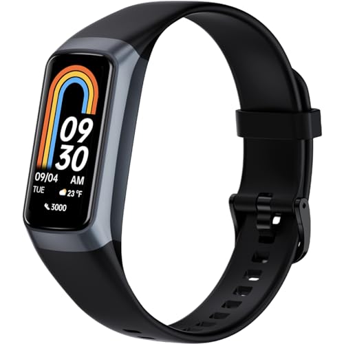 Fitness Tracker with Heart Rate Monitor, 1.1 AMOLED Screen Smart Watch, Activity Tracker, Pedometer, Sports Bracelet with Calorie Counter, Sleep Monitor, 5ATM Waterproof for Women Men