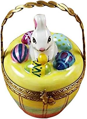 Bunny In Basket - Limoges Box Authentic Porcelain Figurine From France